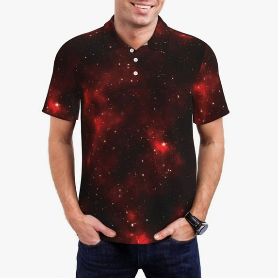 Blue Galaxy Sky Polo Shirt Astronomy Print Casual Shirt Beach Aesthetic T-Shirts Man Short