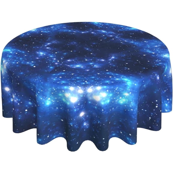 Blue Galaxy Stars Round Tablecloth for Home Kitchen Restaurant Dining Tables Waterproof Stain and Wrinkle Resistant Tablecloth for Home Party Picnic 60 Inch