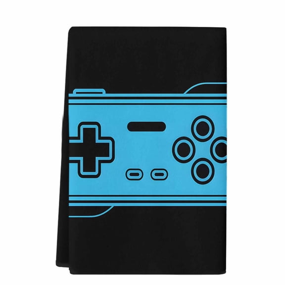 Blue Game Handle Microfiber Kitchen Towel, Video Gamer Console Earphones Black Soft Absorbent Dish Towels, Quick Drying Washable Dishcloths for Kitchen Cleaning, Drying Dishes, 18x28 Inches
