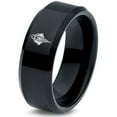 thumbnail image 1 of Blue Gamer Tungsten Black Promise Ring Set Matching Wedding Bands 6mm Grief Gift Mom Men, 1 of 8