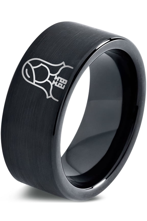 Tungsten Gamer Jewelry Mens Wedding Band Black Hostess Gift Statement Ring Nerdy Gifts Mom