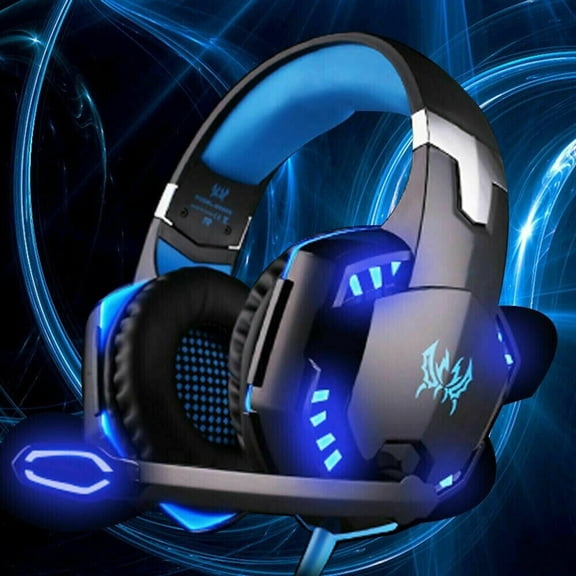Blue Gaming Headset, Stereo Bass Surround Headset LED 3.5mm Headphone For PS4 Xbox One Nintendo Switch PC PS3 Mac, Noise Cancelling Mic LED Light, Designed Technically for Gamer