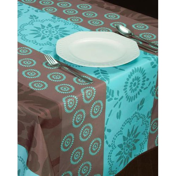 Blue Garden 100% Polyester, Stain Resistant Tablecloth 63 x 63 inch
