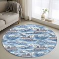 thumbnail image 1 of Blue Garden Round Rug 3ft Washable Circle Entryway Rugs Non Slip Modern Art Building Rock Landscape Area Rug Indoor Floor Carpet for Bedroom Kitchen Living Room Home Office Dining Room Nursery, 1 of 8
