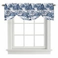 thumbnail image 1 of Blue Garden Tie Up Valance Curtains for Windows, Kitchen Curtains Window Treatments, Retro Mountain Tree Forest Landscape Short Window Shades Valances for Bedroom Bathroom Cafe 54"x18", 1 of 8