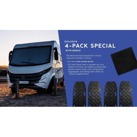 Blue Gator Recovery/Traction Mat with Infused Rubber for Extra Grip (5""x20""x48""), Black 4 Pack with Bonus
