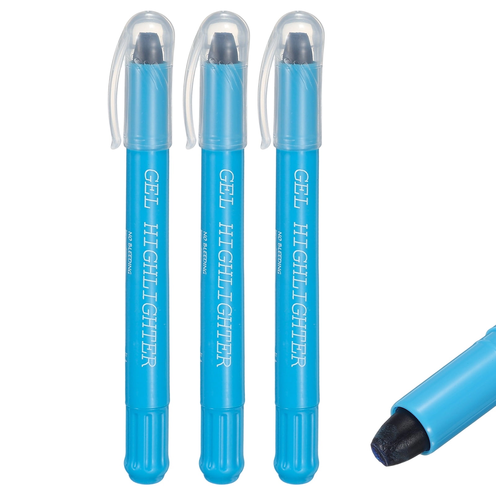 Blue Gel Highlighters, 3 Pack Gel High Lighters No Bleeds