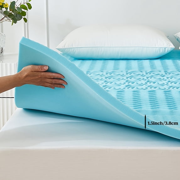 Blue Gel-Infused Mattress Topper - 1.5" or 2" Thick Plush Pad for Dorm, Bedroom, Hotel - All-Season Cooling & Pressure Relief