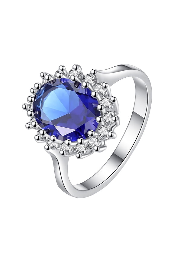 Blue Gem Ring Female Ring Popular Exquisite Ring Simple Fashion Jewelry