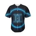 thumbnail image 1 of Blue Gemini Zodiac Sign Print Active Baseball Jersey for Men and Women, Zodiac Horoscope Button Down Women’s Baseball Team Shirts., 1 of 4