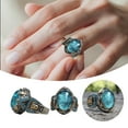 Blue Gemstone Ring For Women Elegant Vintage Engraved Natural Gemstone
