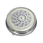 Blue Gemstones Fashion Bling Three Section Pocket Purse Travel Pill Box Case