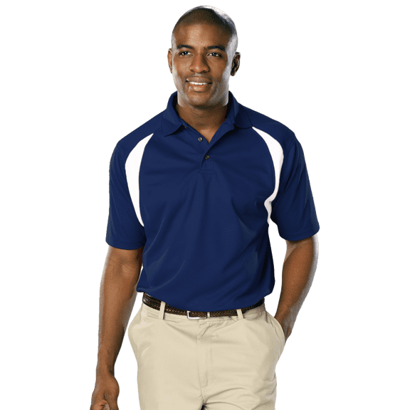 Blue Generation BG-7223 - Men's Raglan Wicking Polo (Small, Navy)