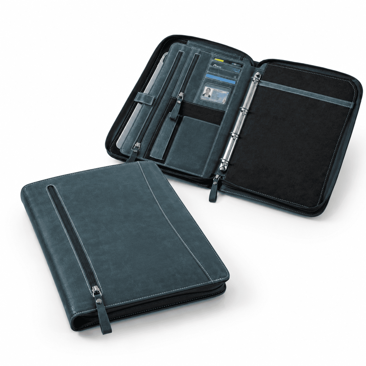 Notebok Ring Blue Genuine Leather 4 Ring Binder Portfolio, 12.99 x 10 x 0.98 Inches ...