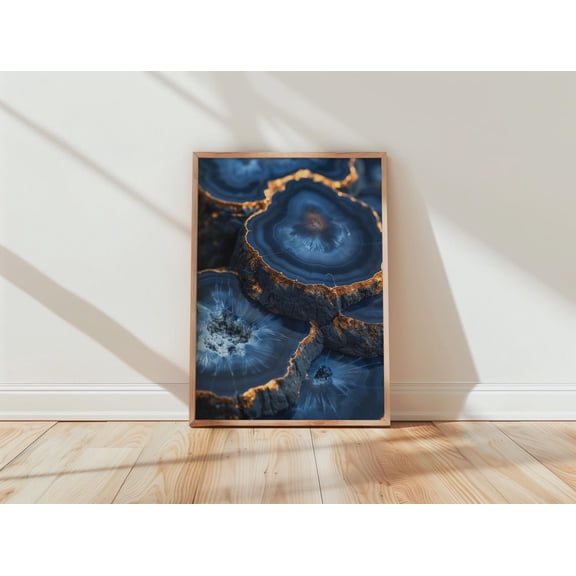 Blue Geode Gold Crystal Luxe Wall Art Poster Unframed Paper Print
