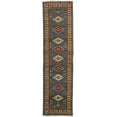thumbnail image 1 of Blue Geometric 3X10 Kazak Oriental Runner Rug, 1 of 11