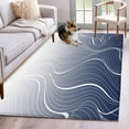 thumbnail image 1 of Blue Geometric Area Rug 3x5 Washable Rug Non Slip Modern White Stripe Abstract Distortion Art Large Area Rug Indoor Floor Carpet for Entryway Bedroom Kitchen Living Room Office Dining Room Nursery, 1 of 8