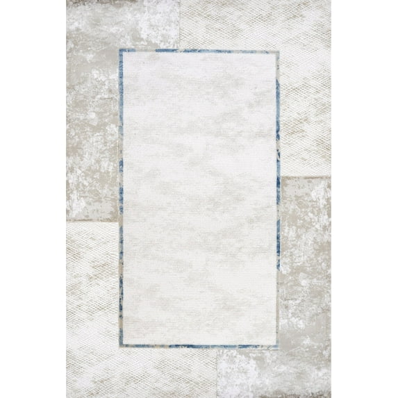Blue Geometric Area Rugs for Living Room Washable Rugs Boho Moroccan Area Rug Soft Neutral Geometric Bohemian Carpet Distressed Indoor Rug for Bedroom Dining Room Office Foldable Nonslip Rug