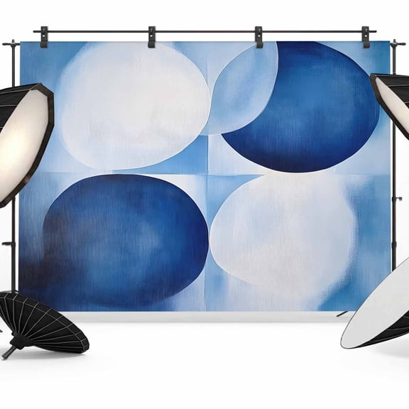 Blue Geometric Backdrop for Photoshoot,Photography Photo Studio Background Wall Backdrop,Gradient Abstract Contemporary Solid Back Drop Banner Panel for Portraits Wedding Party Live Streaming 8x6Ft