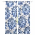 thumbnail image 1 of Blue Geometric Blackout Curtains for Bedroom/Living Room, Thermal Insulated Kitchen Curtains, Watercolor Blue Floral Ethnic Modern Grommet Darkening Window Treatment Drapes 52"x72"x2, 1 of 8