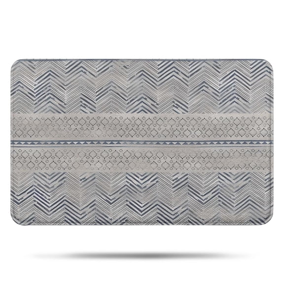 Blue Geometric Chevron Dot Pattern Bathroom Rugs Mat,Non Slip Microfiber Bathroom Rug,Rubber Backing,Soft Bathroom Mats for Bathroom Floor,Tub and Shower,17x27in(43x68cm)