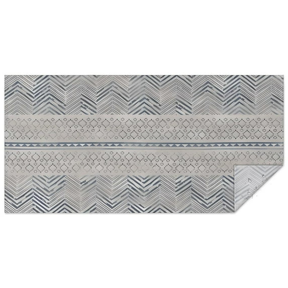Blue Geometric Chevron Dot Pattern Rectangle Tablecloth 60"x120",Waterproof Polyester Rectangle Table Cloth, Wipeable Spillproof Polyester Tablecloth for Dining, Camping, Indoor and Outdoor