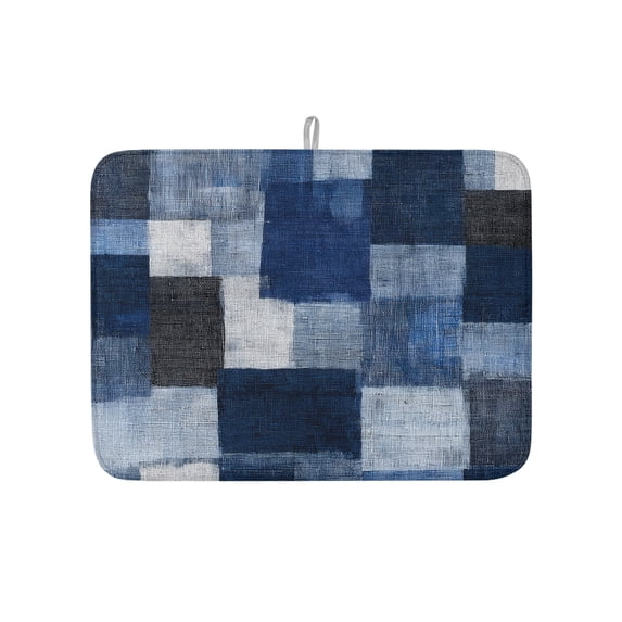 Blue Geometric Color Block Dish Drying Mats for Kitchen Counter ...