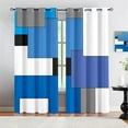 thumbnail image 1 of Blue Geometric Color Block Splicing Blackout Curtains, Abstract Blue And Gray Line Home Decor Curtains For Kids Boys Girls Living Room Bedroom Interior Decoration 53"W x 84"L (Pack of 2), 1 of 6