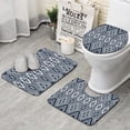 thumbnail image 1 of Blue Geometric Diamond Triangle Pattern Bathroom Rugs Sets 3 Piece,Toilet Cover Set,Absorbent Non Slip Bathroom Mats Sets with U-Shaped Contour Rug Toilet Rug Set, 1 of 5