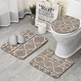 thumbnail image 1 of Blue Geometric Diamond Triangle Pattern Bathroom Rugs Sets 3 Piece,Toilet Cover Set,Absorbent Non Slip Bathroom Mats Sets with U-Shaped Contour Rug Toilet Rug Set, 1 of 5