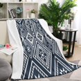 thumbnail image 1 of Blue Geometric Diamond Triangle Pattern Blanket,Comfortable Soft Flannel Throw Blanket,All Season,Warm Lightweight Blankets for Sofa Bed Couch Living Room Chair,40"x50", 1 of 4