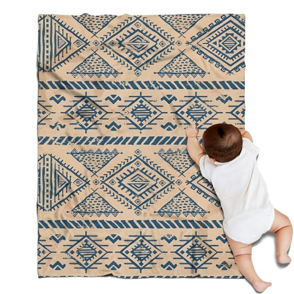 Blue Geometric Diamond Triangle Pattern Blanket,Comfortable Soft Lamb Wool Throw Blanket,All Season,Warm Lightweight Blankets for Sofa Bed Couch Living Room Chair,30"x40"