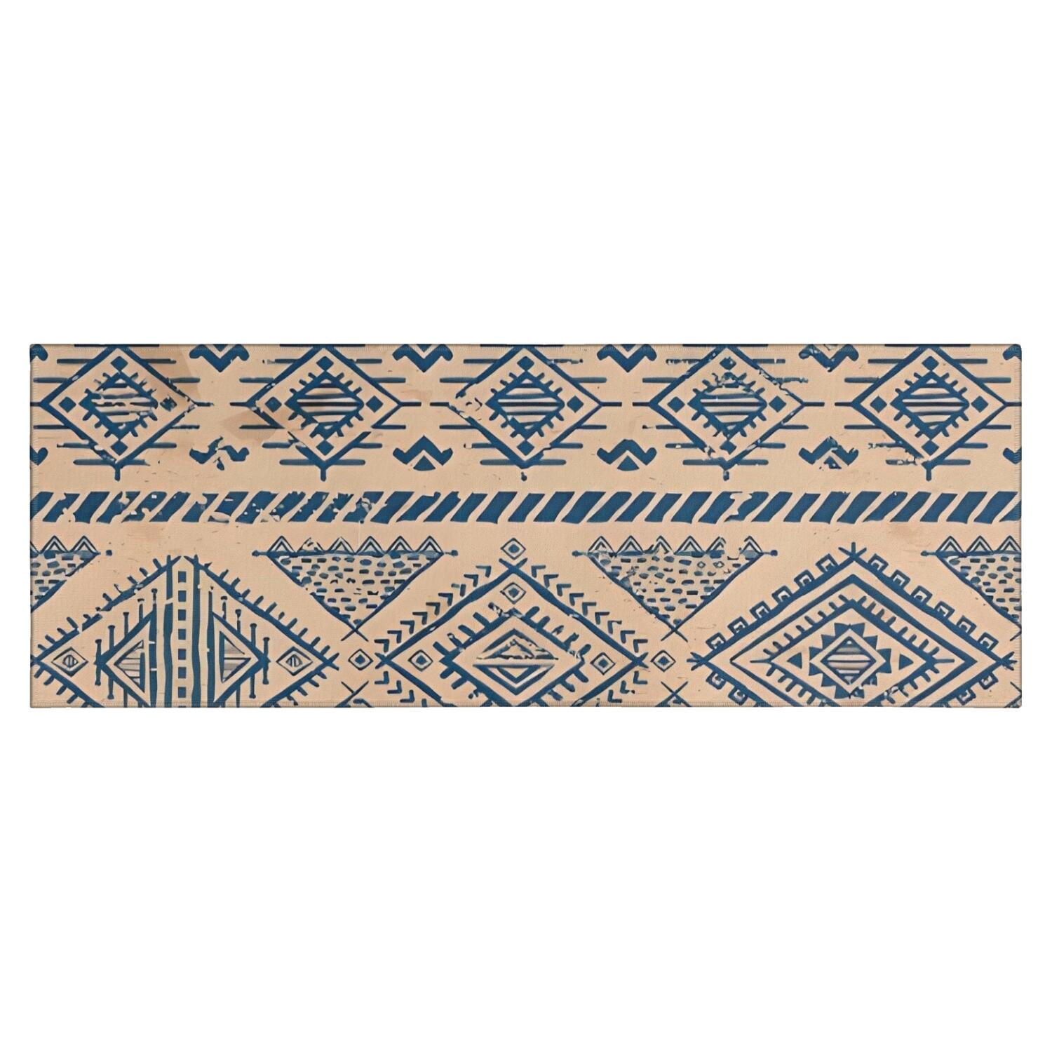 Blue Geometric Diamond Triangle Pattern Kitchen Rug Mat,Kitchen Runner ...