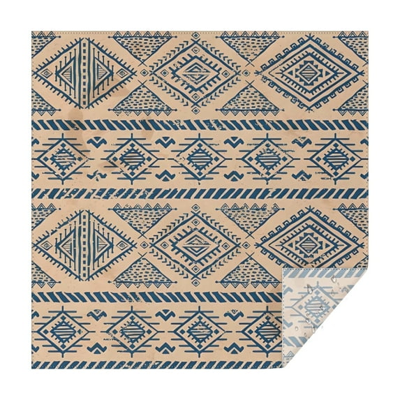 Blue Geometric Diamond Triangle Pattern Square Tablecloth,Waterproof Square Table Cover,Wipeable Spillproof Washable Table Cover for Home Kitchen Party Decor 52"x52"(132x132cm)