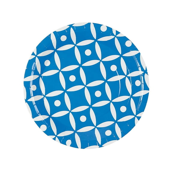 Blue Geometric Dinner Plate - Party Supplies - 8 Pieces