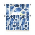 thumbnail image 1 of Blue Geometric Kitchen Curtains Sets 36 Inch Length with Valance, Minimalist Abstract Retro Artwork Swag Valances and Tiers Curtain Set Drapes Swag Curtains for Living Room, Bathroom, Bedroom, Cafe, 1 of 6