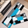 thumbnail image 1 of Blue Geometric Kitchen Rugs and Mats Non Skid Washable Set of 2, Checked Black Grey Kitchen Mats for Floor, Rustic Kitchen Runner Rug, Modern Abstract Kitchen Decor, 1 of 6