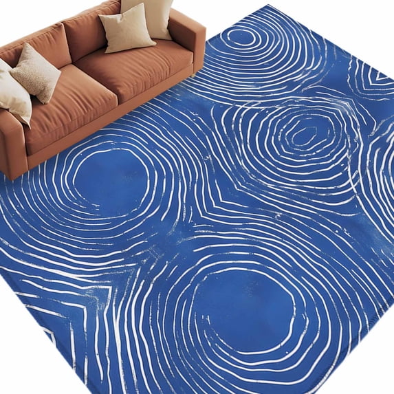 Blue Geometric Large Area Rugs for Bedroom Living Room, Soft Non Slip ...