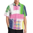 thumbnail image 1 of Blue Geometric Men's Shirt Short Sleeves Printed Button Down Summer Shirts, 1 of 6