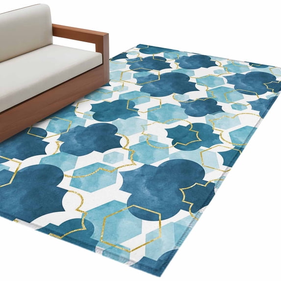 Blue Abstract Geometric Rug Blue Geometric Moroccan Area Rugs Collection 3'x5', Abstract Art Blue ...