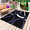 thumbnail image 1 of Blue Geometric Outdoor Rug for Patio/Deck/Porch, Non-Slip Large Area Rug 3 x 5 Ft, Contemporary White Abstract Lines Black Indoor Outdoor Rugs Washable Area Rugs, Reversible Camping Rug Carpet Runner, 1 of 8