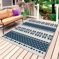 thumbnail image 1 of Blue Geometric Outdoor Rug for Patio/Deck/Porch, Non-Slip Large Area Rug 6 x 9 Ft, Farmhouse Modern Stripes Indoor Outdoor Rugs Washable Area Rugs, Reversible Camping Rug Carpet Runner, 1 of 8