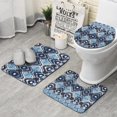 thumbnail image 1 of Blue Geometric Pattern Bathroom Rugs Sets 3 Piece,Toilet Cover Set,Absorbent Non Slip Bathroom Mats Sets with U-Shaped Contour Rug Toilet Rug Set, 1 of 5
