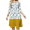 thumbnail image 1 of Blue Geometric Pattern Gold Base Womens Summer Dress Tie Back A Line Flare Dress, 1 of 9