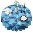 thumbnail image 1 of Blue Geometric Pattern Round Tablecloth 60"x60",Wrinkle Wipeable Table Cloth for Kitchen Dining Room Picnic Patio Party, 1 of 6