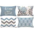 thumbnail image 1 of Blue Geometric Pillow Covers 12x20 Set of 4,Decorative Aqua Boho Couch Throw Pillow Cover for Sofa Bedroom, Farmhouse Cushion Case Outdoor Home Decoration(Blue Aqua), 1 of 6