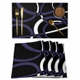 thumbnail image 1 of Blue Geometric Placemats Set of 4, Contemporary White Abstract Lines Black Placemats for Dining Table, Place Mats for Kitchen Tabletop, Waterproof Wipeable Dining Table Mats Set, 1 of 9