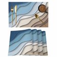 thumbnail image 1 of Blue Geometric Placemats Set of 6 Abstract Ocean Wave Place Mats Table Mats Kitchen Dining Home Outdoor Party Table Decoration, 1 of 9