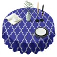 thumbnail image 1 of Blue Geometric Quatrefoil Pattern Round Tablecloth 60"x60",Wrinkle Wipeable Table Cloth for Kitchen Dining Room Picnic Patio Party, 1 of 6