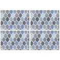 thumbnail image 1 of Blue Geometric Quatrefoil Pattern Summer Placemats Table Placemats Set Of 4-Linen Kitchen Washable Placemats Table Mats 11.8"x17.7" Non-Slip Heat Resistant, 1 of 6